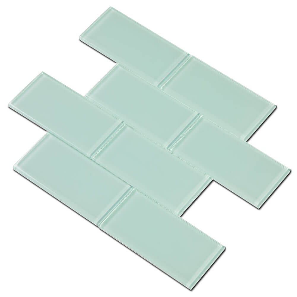 Glass Subway Tiles, 3*6 inch, Light Green, Pack of 32 Pcs, DM0027S